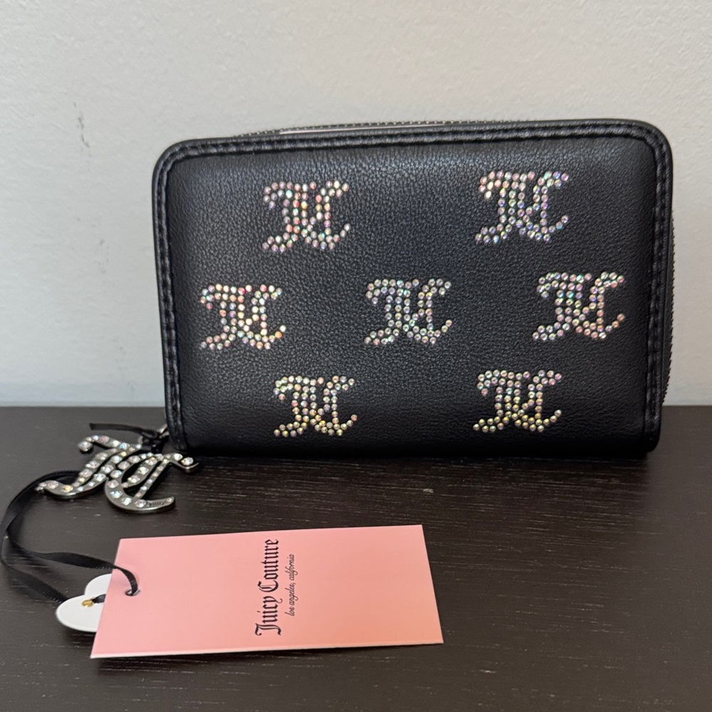 Juicy Couture Black Wallet with Sparkling Logo Design